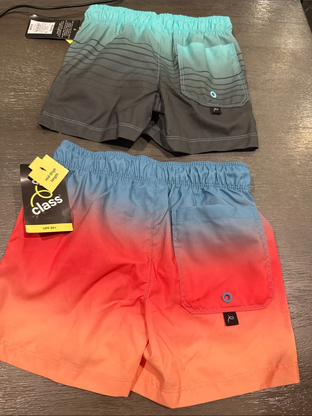 Pack 2 Short Swim Ombre Aqua to Charcoal & Blue to Coral Swim Trunks - Art Class